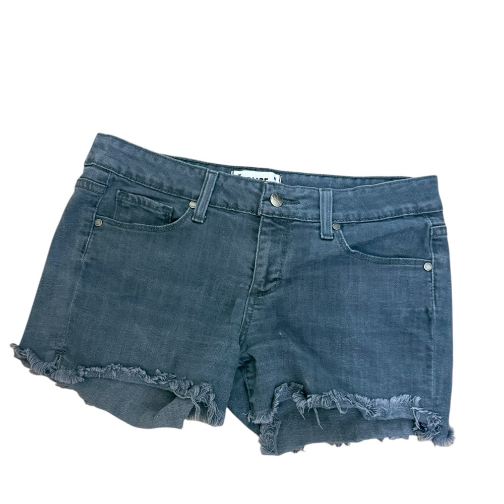 PAIGE Gray Frayed Hem Jean Shorts